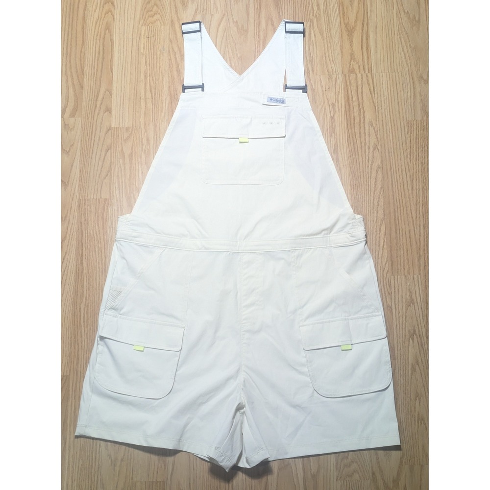 Columbia Womens PFG Short Overalls Fishing Bibs White Large